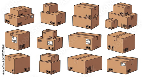 Collection of Brown Cardboard Boxes.