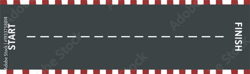 A racing track with clear start and finish lines on a dark background