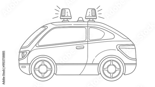 Illustration of a Police Vehicle in Pursuit: An illustrated police car, distinguished by flashing lights, represents law enforcement, ready to respond to any situation.