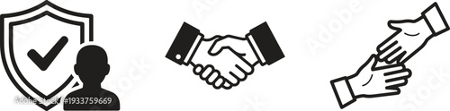 Partnership Agreement Business Deal Line Icon Set