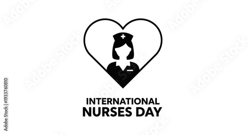 International Nurses Day Heart Icon with Nurse Silhouette Vector