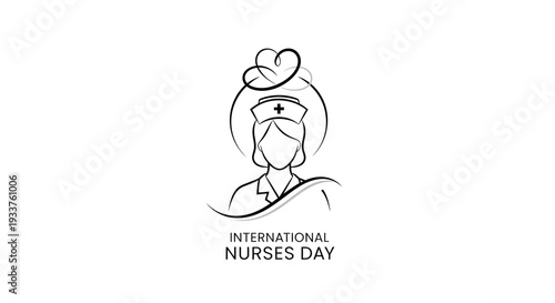 International Nurses Day Illustration: Nurse Silhouette with Heart Symbol