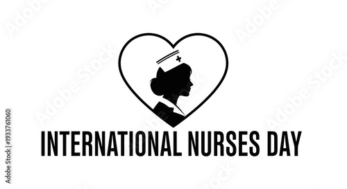 International Nurses Day Silhouette Heart Nurse Icon
