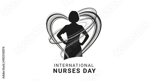 International Nurses Day Silhouette Heart Symbol