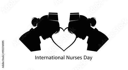International Nurses Day Silhouette Heart Symbol