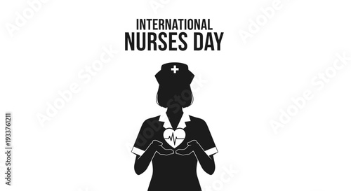 International Nurses Day Silhouette with Heart and Caduceus