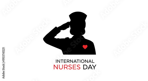 International Nurses Day Silhouette with Heart and Saluting Hands