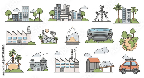 Collection of Industrial and Urban Icons.