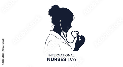 Silhouette Nurse with Stethoscope Forming Heart - International Nurses Day