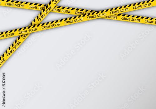 Crime scene warning tapes. Barrier border tape for criminal accident zones. Set lines for restriction of crime places. Yellow striped police ribbon. Vector illustration.