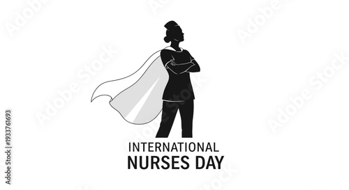 Superhero Nurse Silhouette with Cape - International Nurses Day