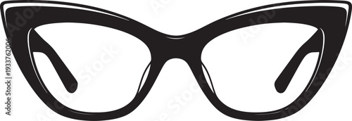 Black cat eye glasses with clear lenses also transparent background eyewear