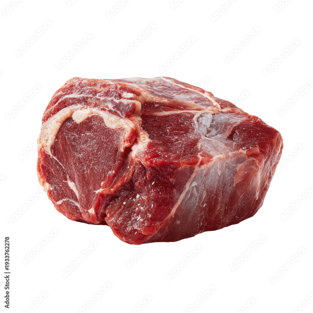 Fototapeta premium Raw marbled beef steak cut with visible fat layers on dark background meat