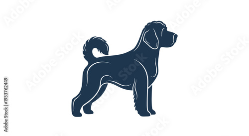 Silhouette of a standing dog, simple minimalist vector illustration, clean design