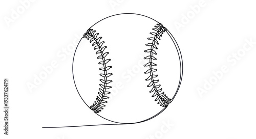 Simple line drawing of a baseball on a white background