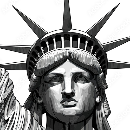 Statue of Liberty close-up portrait, iconic landmark, symbol of freedom, new york city
