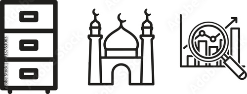 Office Documentation Business Management Line Icon Set