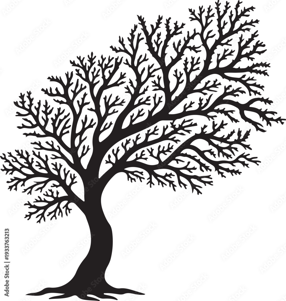Obraz premium Elegant Bare Tree Silhouette Icon Isolated on White Background