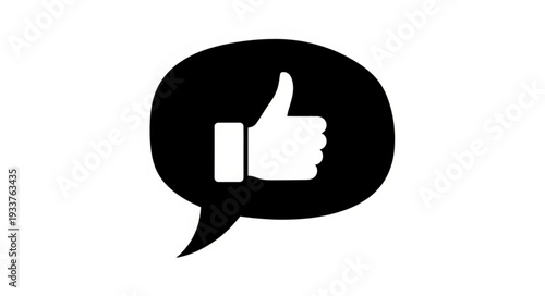 Thumbs up symbol inside a speech bubble icon.