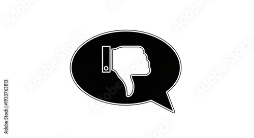 Speech bubble with thumbs down icon inside.