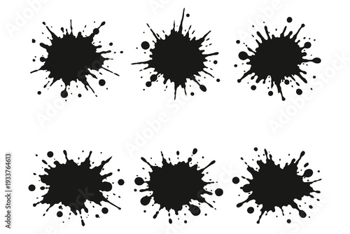 Wallpaper Mural Set of black ink splash and splatter graphic elements for design Torontodigital.ca