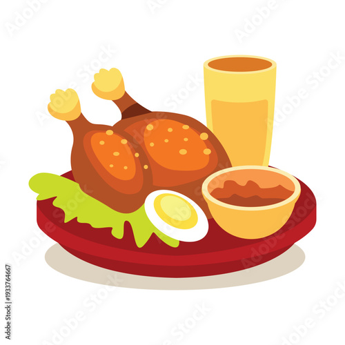 Eid Feast Chicken Meal Illustration