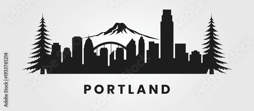 Pacific Northwest Portland skyline. Vector