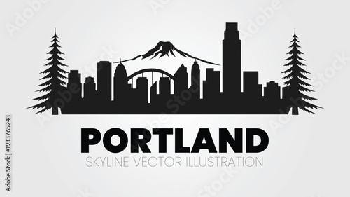 Portland OR downtown cityscape silhouette.