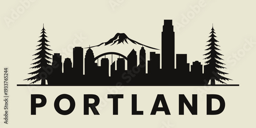 Minimalist Portland skyline illustration. Vector