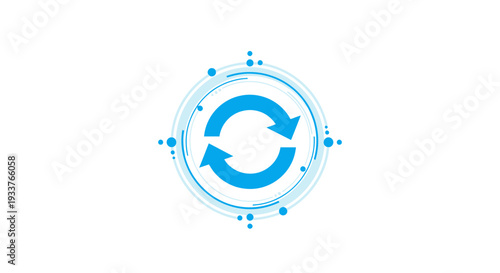 Circular blue refresh symbol representing data synchronization and technology concept icon.