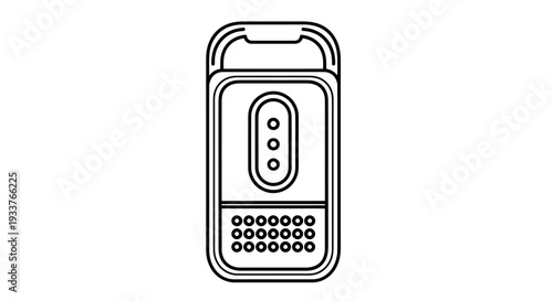 Retro handheld mobile phone illustration with large keypad and antenna.