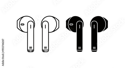 Wireless Earbuds: Sleek Black and White In-Ear Audio Accessories with Portable Design.