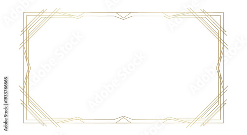 Elegant gold Art Deco style frame with geometric patterns and ornaments.
