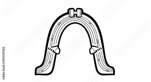 Minimalist illustration of a horseshoe arch as a decorative architectural feature.