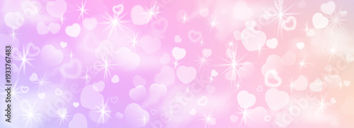 Glittering dreamy background. Sparkling backdrop with hearts. Soft gradient pattern, childish or romantic mood