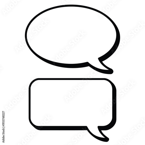 Wallpaper Mural Pair of Empty Speech Bubbles - Rectangular and Oval Shapes, Black and White Vector Elements Torontodigital.ca