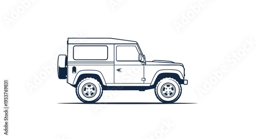 Classic Off-Road Vehicle Line Art Illustration