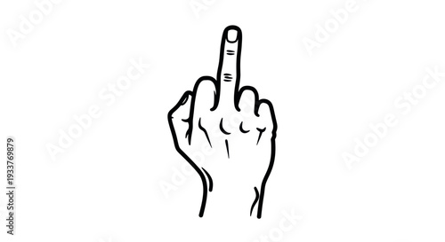 Hand gesture middle finger up, insult, rude, offensive symbol, vector illustration