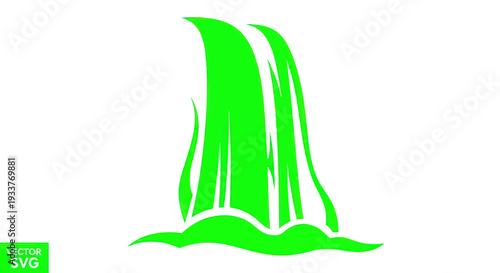 Green Waterfall Icon Vector - Abstract Nature Symbol