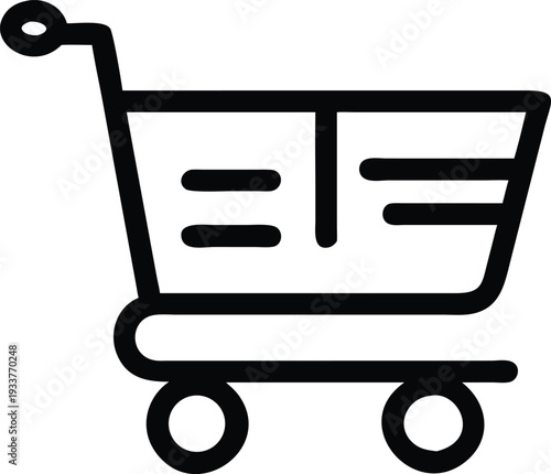 Black shopping cart icon shows a symbol of retail business and commerce