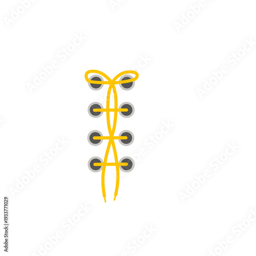 Hand drawn shoelace illustration. Shoelace tying. Shoelace holes. Shoelace symbol. Cross tied shoelaces. Rope knot. Shoelace vector illustration. Flat design of shoelaces
