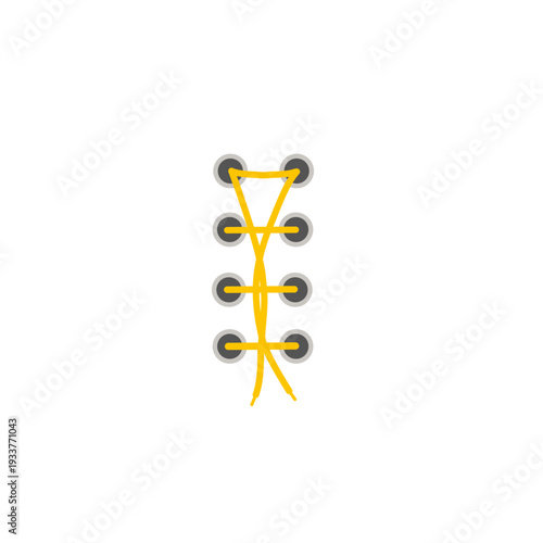 Hand drawn shoelace illustration. Shoelace tying. Shoelace holes. Shoelace symbol. Cross tied shoelaces. Rope knot. Shoelace vector illustration. Flat design of shoelaces