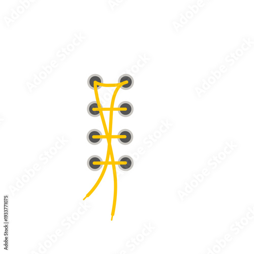 Hand drawn shoelace illustration. Shoelace tying. Shoelace holes. Shoelace symbol. Cross tied shoelaces. Rope knot. Shoelace vector illustration. Flat design of shoelaces