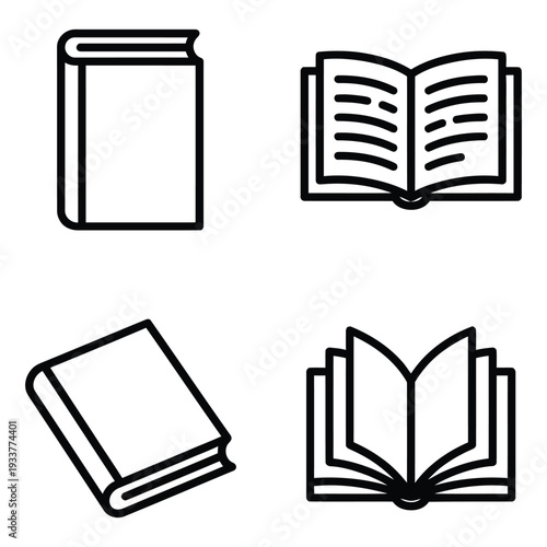 Wallpaper Mural Book Icons: Closed and Open Books - Vector Illustration for Education, Learning, and Literature Torontodigital.ca