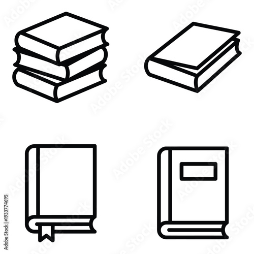 Wallpaper Mural Book Stack and Single Book Icons - Vector Illustration for Knowledge, Study, and Reading Torontodigital.ca