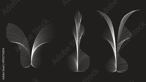 Black vintage feather quill vector illustration isolated on white background with decorative nature design elements
