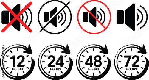 Collection of icons illustrating various power and timerelated symbols