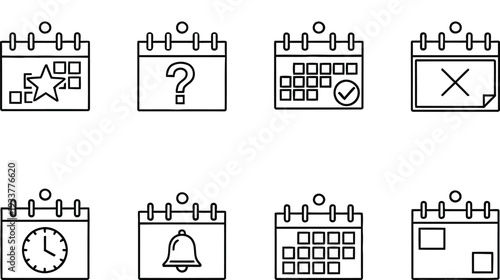 Calendar icons for organization and planning