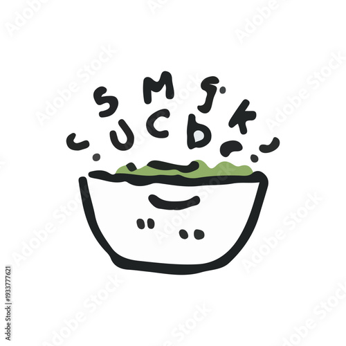 Hand drawn matcha green tea doodles