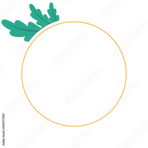 Hand Drawn Leaf Frame with Gold Border Botanical Decorative Template